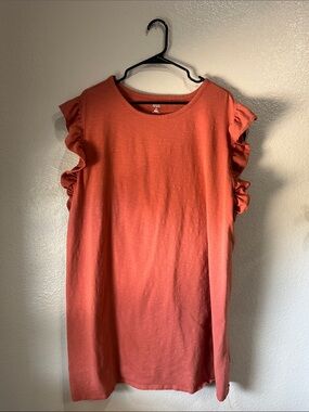a.n.a Coral Ruffle Sleeve Short-Sleeve Midi Dress Sz 2X Casual Vacay Chic
